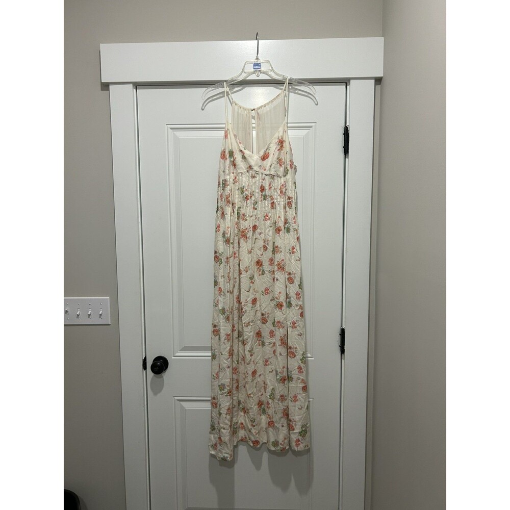 Lauren Conrad Women's Floral Maxi Dress Size 14 Halter Strappy Wedding Brunch